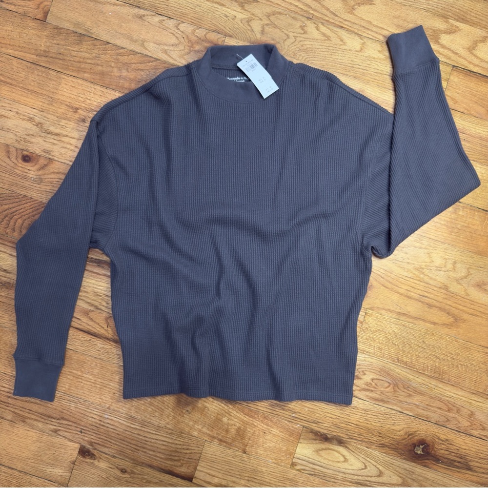A&F blue/grey oversized Waffle Knit Top
